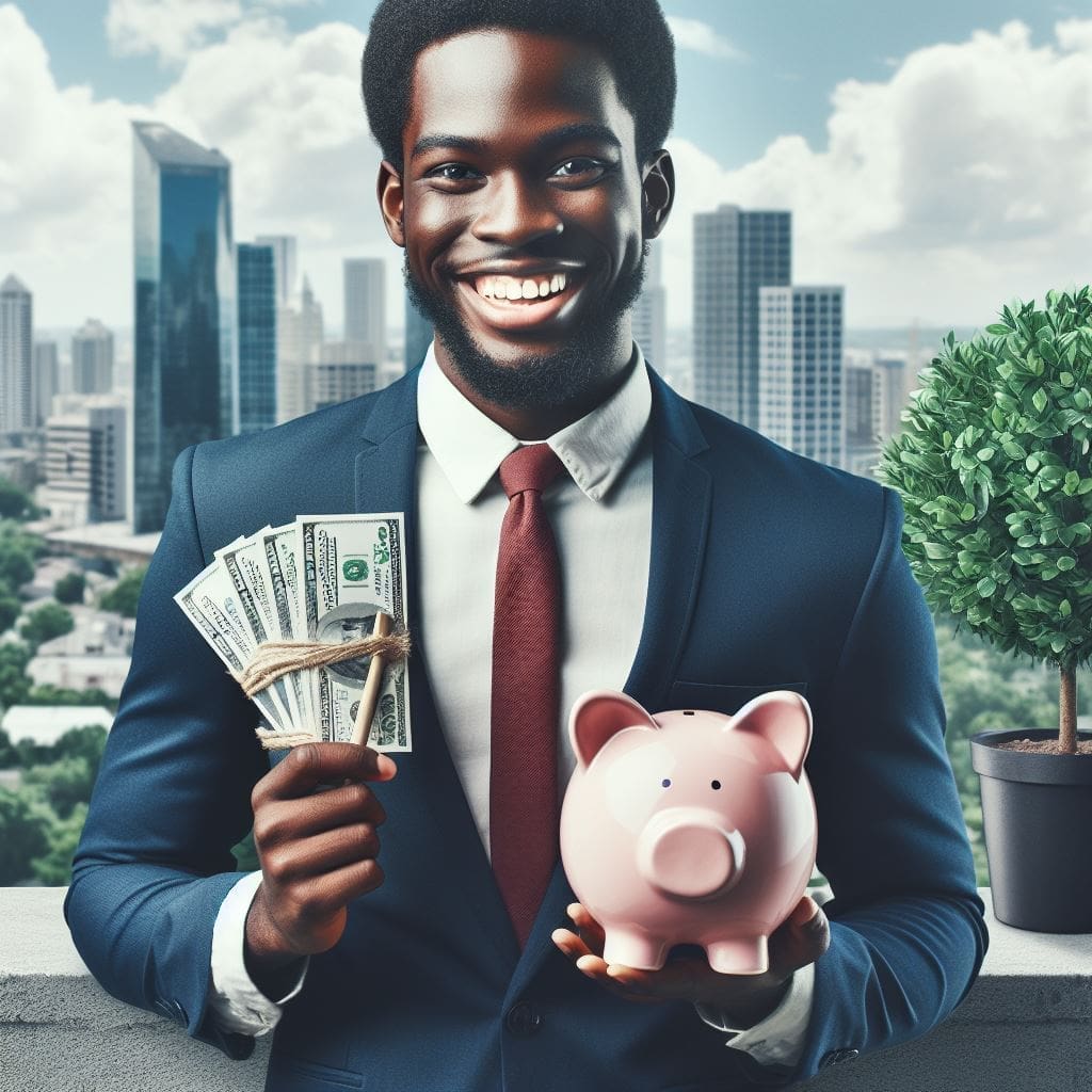 Money Mindfulness: Cultivating Financial Well-Being Through Awareness 1 This image describe a man with money mindfulness