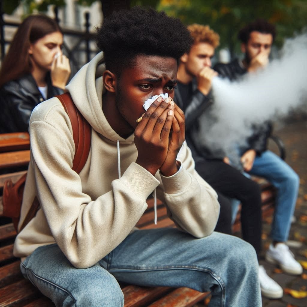 Secondhand Smoke: Protecting Yourself from the Invisible Threat 1 a young man that is exposed to secondhand smoke