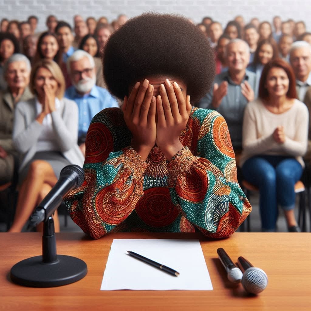 Feeling Stuck? How Social Phobia Can Hold You Back (And How to Break Free!) 1 a young lady that is afraid to address the audience - social phobia