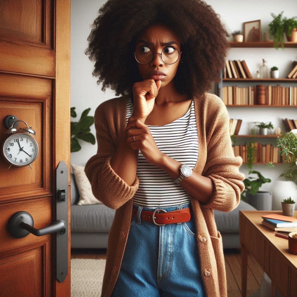 Understanding (OCD) Obsessive-Compulsive Disorder in Nigerian Women: Causes, Impact, & How to Find Freedom 1 a young lady thinking that a thief is at her door-OCD