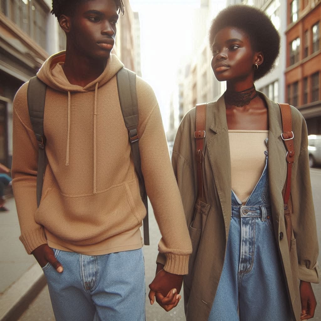 WELLbeing Magazine 12 Two young people holding hands while walking down the street. A display of physical touch within the boundaries of consent.