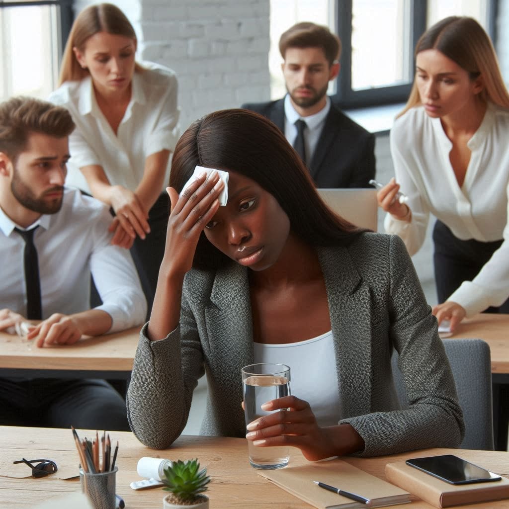 Faking Sick? Understanding Malingering and the Damage it Does 1 an African lady that is pretending to be sick in the office- malingering