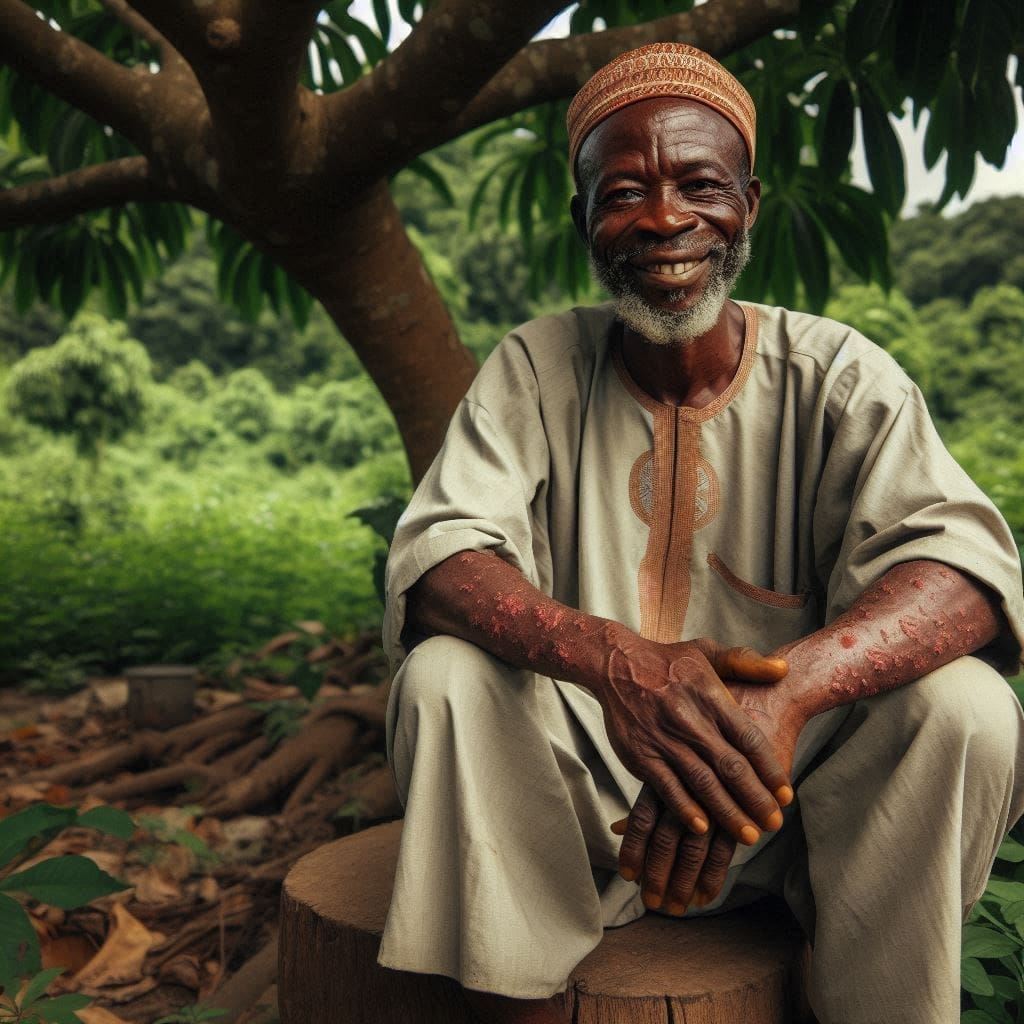 Shingles: Understanding a Common Viral Infection 1 a man that sitting under the tree and has blistering rashes- shingles